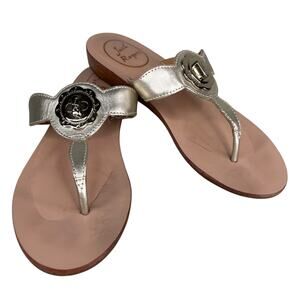 Jack Rogers Sandals Gold Thong Flip Flops Leather 5M